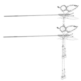 FOMIYES Hair Accessories for Women 2 Pack Metal Hair Stick Butterfly Tassel for Hair Bun