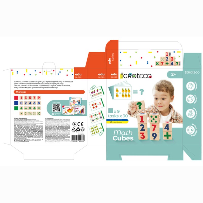 Igroteco® Mathematics Cube Set, 30 Tasks for Logic, Addition, Subtraction