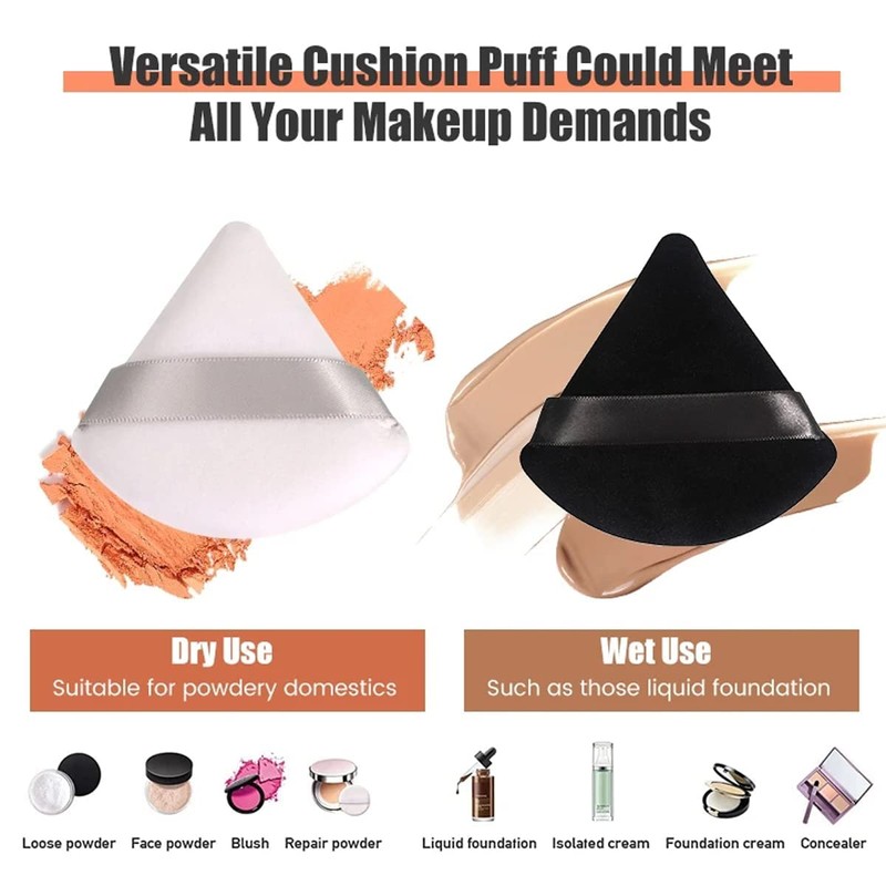 8 Pieces Triangle Powder Puffs Reusable Triangle Sponges Soft and