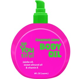 Beyoutiful Aceite Corporal De Coco Y Lima Para Niños Y Adolescentes, Aceite Hidratante Que Ilumina Y Humecta Durante Todo El Día Con Jojoba Y Almendras Dulces, Piel Suave 8 Onzas Líquidas (Paquete