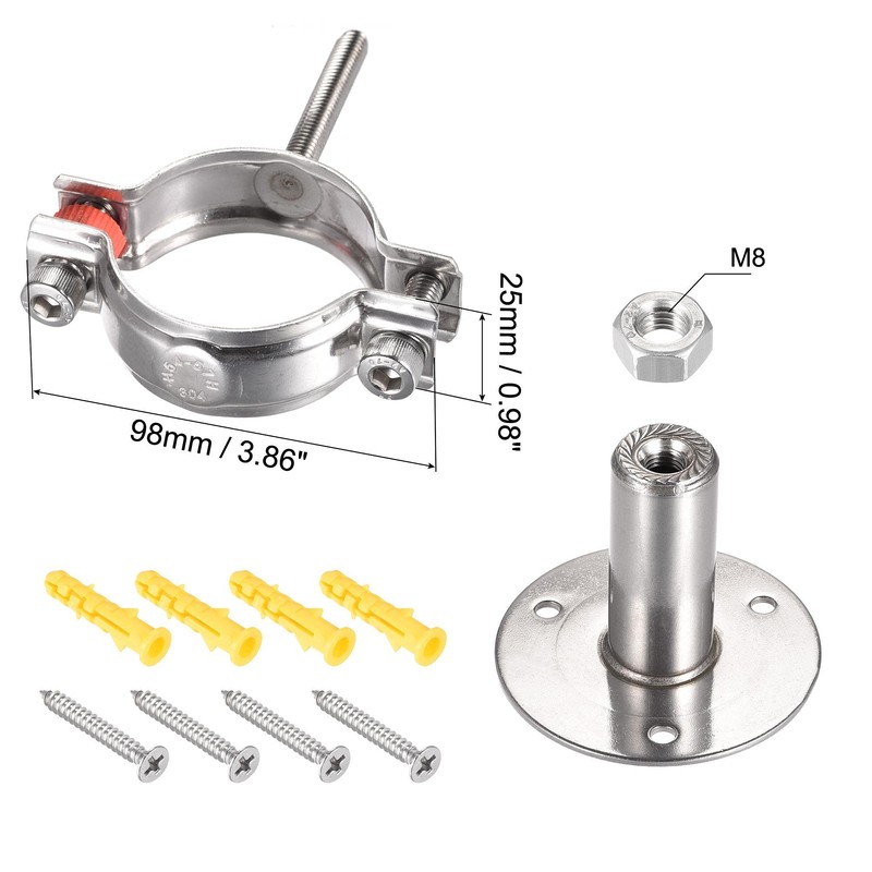 sourcing map Wall Mount Ceiling Mount Pipe Support, 304 Stainless