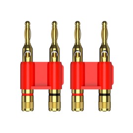 Smgda Gold Plated Copper Dual Screw Banana Plug Connectors Pair (2pcs red) for amplifiers Cable Installation/Speakers 12 to 18 AWG Wires Support 30-60V DC 32A 4mm Plugs