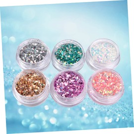Baluue 6pcs Iridescent Nail Flakes Nail Art Sequins Glitter Paillette Art Accessory DIY Kit Body Shimmer