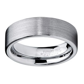 Tungsten Carbide Men's Brushed Wedding Band Ring Comfort Fit 6MM Size 8