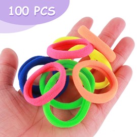 cobee Pack of 100 Hair Bobbles for Women, Elastic Ponytail Holder, Hair Elastics, Hair Accessories (Fluorescent Colour, 4 mm)