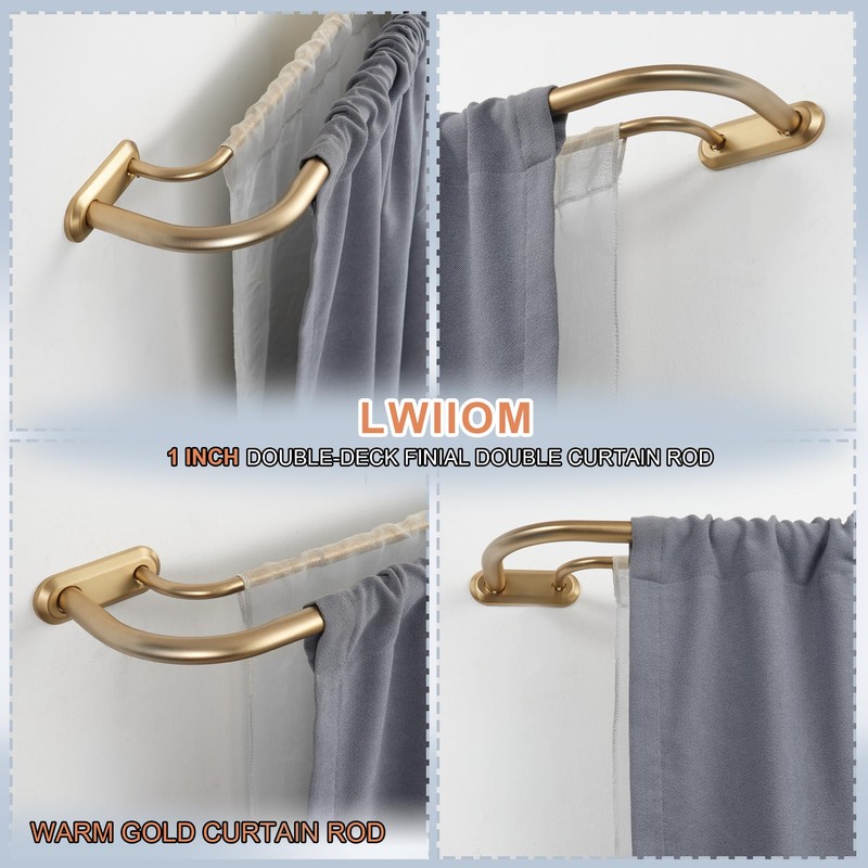 Lwiiom Double Curtain Rod for Windows 84 to 134 Inch,Adjustable
