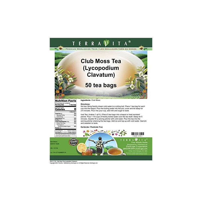 Club Moss Tea (Lycopodium Clavatum) (50 tea bags, ZIN: 511745)