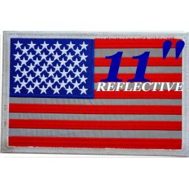 DEURA USA US Tactical Morale Reflective 11" AMERICAN FLAG Iron on SEW Patch Biker VEST