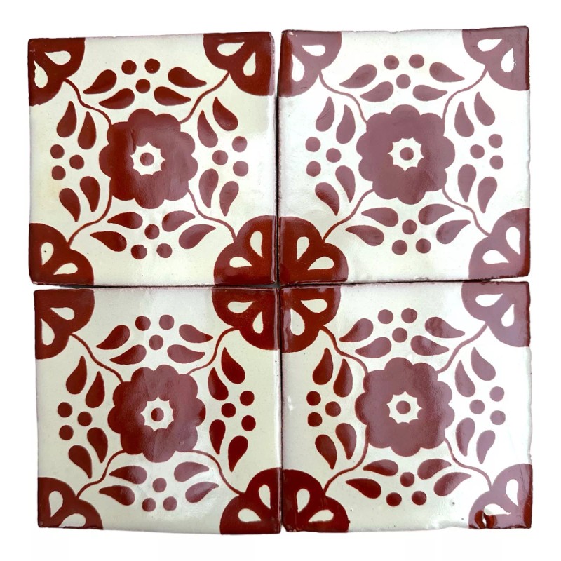 Escanver Tapete Azulejo Artesanal 10cm Talavera Mosaico Terracota 40p
