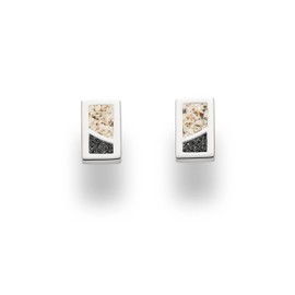 DUR O5404 Duet Stud Earrings 925 Sterling Silver with Stone Sand and Lava Sand 10 x 6.5 mm, Silver, No Gemstone