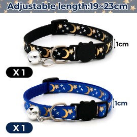 MEMOFYND 2 Pieces Of Pet Collars, Star And Moon Collars, Cat And Dog Collars, Collars With Bells, Adjustable Reusable Collars, Pet Supplies