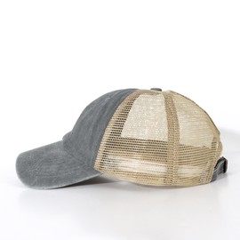 Vintage Washed Cotton Baseball Cap - Embroidered Logo Adjustable Hat, Breathable Mesh Cap, Retro Soft Brim Sports Cap for Outdoor & Casual Wear