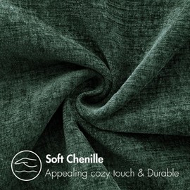 MIULEE Pack of 4 Christmas Dark Green Couch Throw Pillow Covers 18x18 Inch Soft Chenille Pillow Covers for Sofa Living Room Solid Dyed Pillow Cases