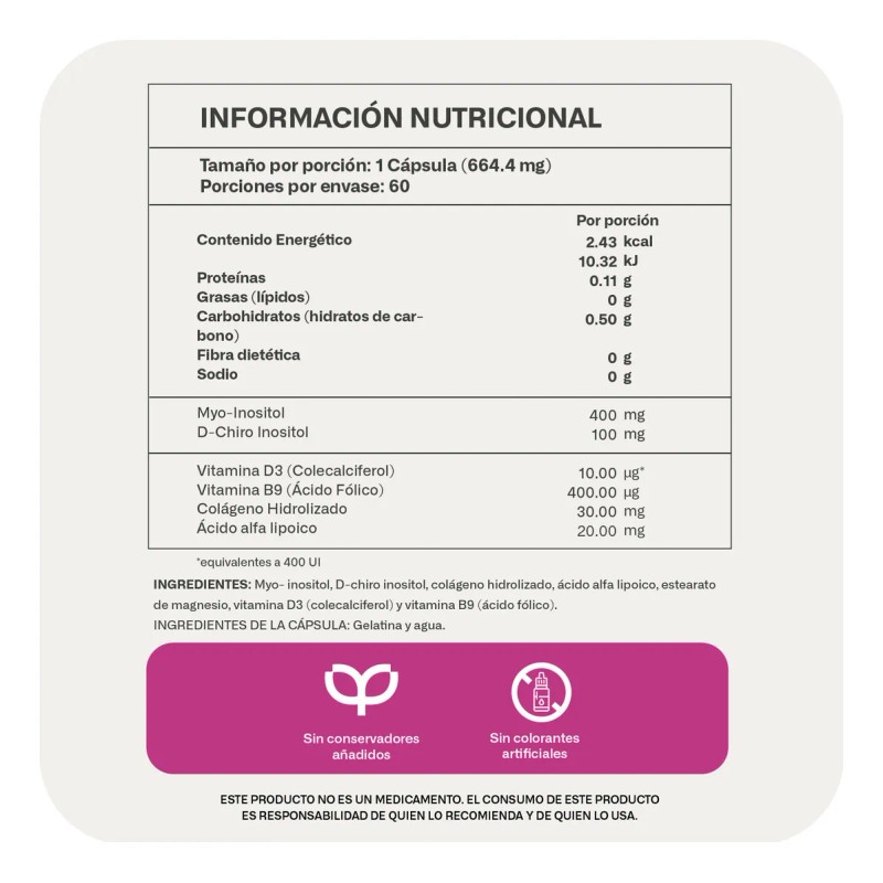 Lifeed 5 Inositol 60 Cápsulas Myo Inositol D-chiro