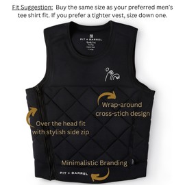 Mens Neoprene Wakesurf Impact Vest for Boating by Pit + Barrel Wake Surf Co. - Designed for Wake Surf and Skimboard, but Great for All Watersports Activities! Lightweight, Durable, and Timeless Style.