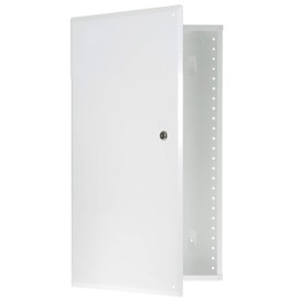 On-Q 20" Structured Media Enclosure with Hinged Cover Lock, Glossy White, Surface or Flush Mount