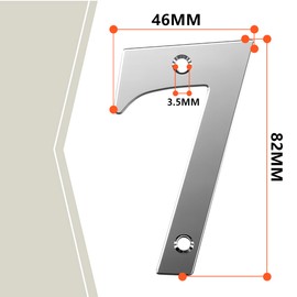 Bwintech 1 Pcs 75mm Height (3 Inch) Chrome Bolted Door Number 7 Stainless Steel 304 House Number, Suitable For Front,Wooden, Composite,UPVC Door