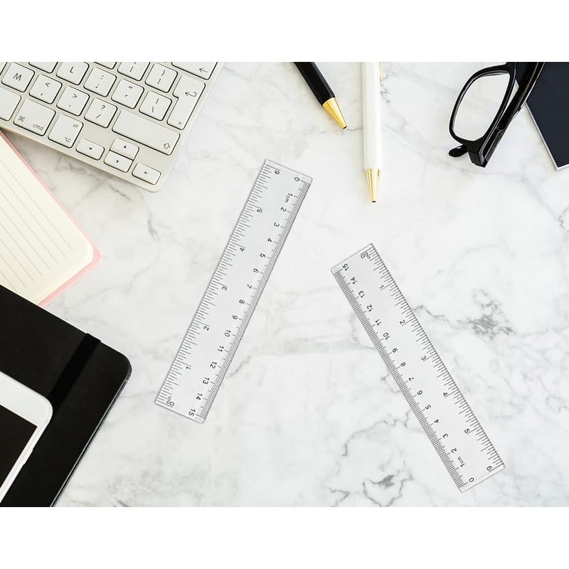 Zotemo 2 Pack 6 inch Clear Plastic Ruler, 15 cm