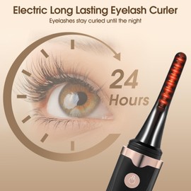Heated Eyelash Curler, Electric Lash Curler with Fast Heating in 3s, 24 Hours Long-Lasting Curl, Battery Operated with Led Display, Travel-Friendly, for Women Girls, Perfect for Home and Travel
