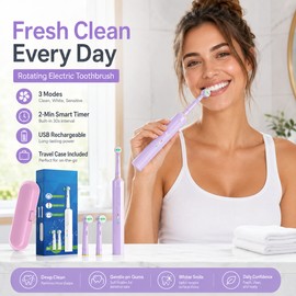 Rotating Electric Toothbrush for Daily Oral Care – USB Rechargeable Brush with Smart Timer & 8 Replacement Heads