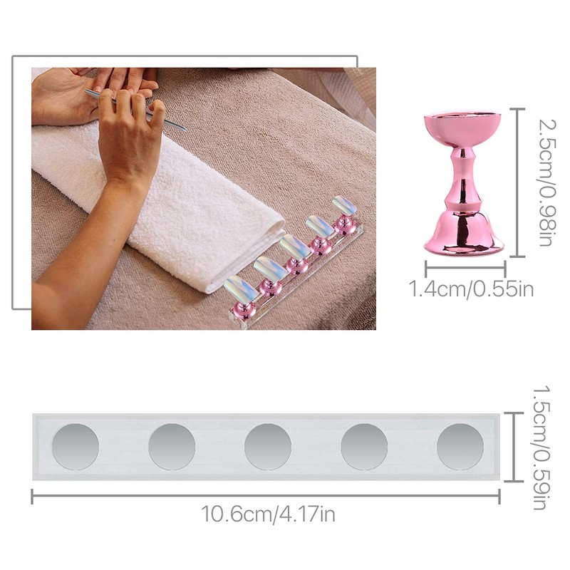 2 Set Acrylic Nail Art Holder Practice Display Stand Magnetic