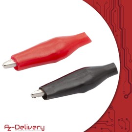 AZ Delivery 20 x Alligator Clips 28 mm Electric Clamp Probe Gauge Plastic Boat Alligator Clips Protective Insulation Cover G98 in Red and Black