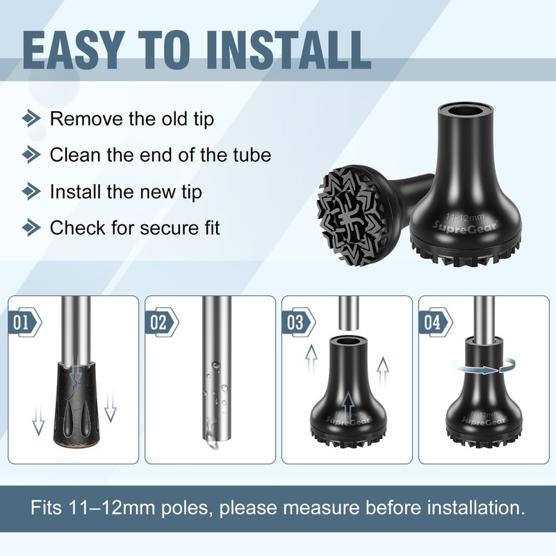 supregear Heavy Duty Rubber Replacement Caps for Hiking and Trekking