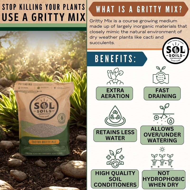 Sol Soils Cactus Gritty Potting Mix - Fast Draining, Peat