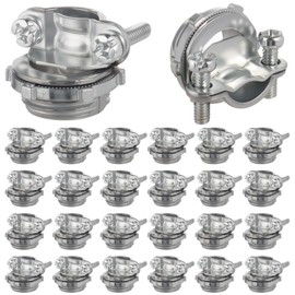 WENORA 25 Pack 1/2 inch Clamp Type Cable Connectors, Zinc Alloy Wire Clamps for NM Cables, Electric Wires, Metallic Conduit, Electrical Box, Silve