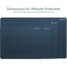 Vine Creations Leather Desk Mat 24" x 17", Desk Protector, PU Leather Desk Pad, Small Desk Pad Mat, Desk Blotter, Desk Pads on Top of Desks, Small Desk Mat, for Home or Office (Dark Blue)