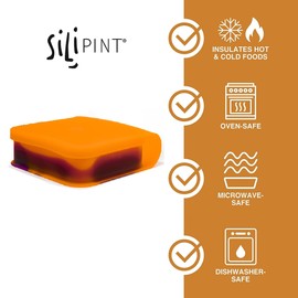 Silipint: Silicone Go Go Bowls: Set of 4: Sun Storm - Sizes: 10, 20, 30 oz & Sandwich Size - Microwavable, Attached Lid, Sustainable