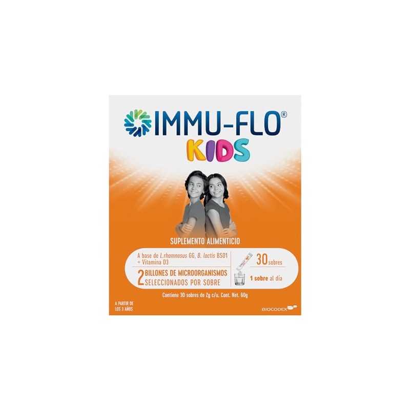 IMMU-FLO® KIDS Suplemento Alimenticio a base de L. rhamnosus GG,