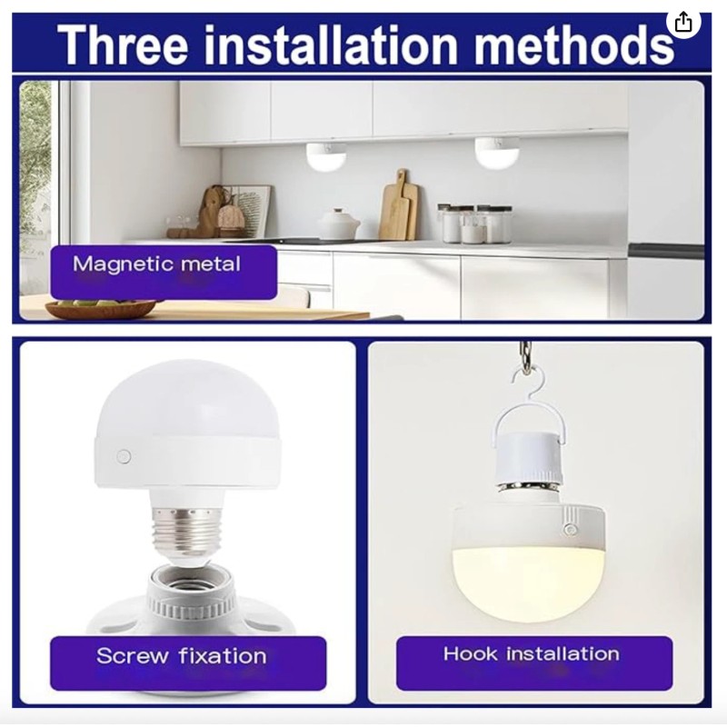 Kolhgnse 3-Color Changing Bulb, Rechargeable Light Bulb with Remote Control