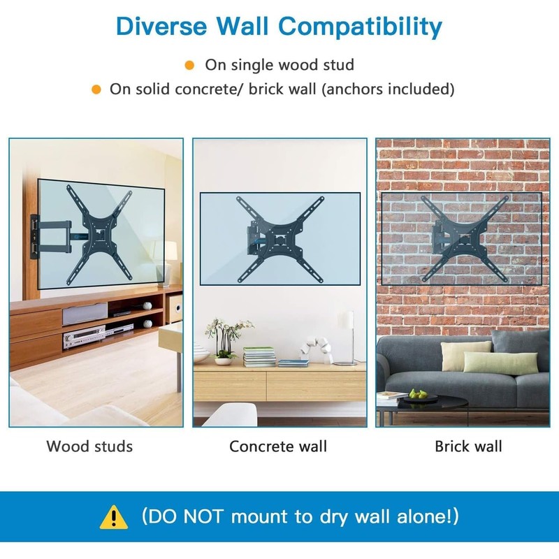 Full Motion TV Wall Mount Bracket Articulating Arms Swivels Tilts