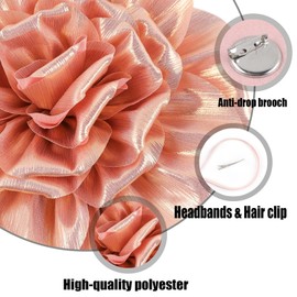 Extra Large Rose Flower Brooches Lapel Pins Dainty Satin Fabric Brooches Big Flower Brooch Pin for Women Wedding Part Dance headbands Accessories Jewelry(Champagne Gold)