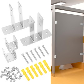 Blulu 4 Pcs Toilet Partition Panel Bracket Set 2-Ear Urinal Screen Brackets & U Shaped Brackets for 1 in. Panels with Fasteners Bathroom Stall Hardware for New installations or Repairs