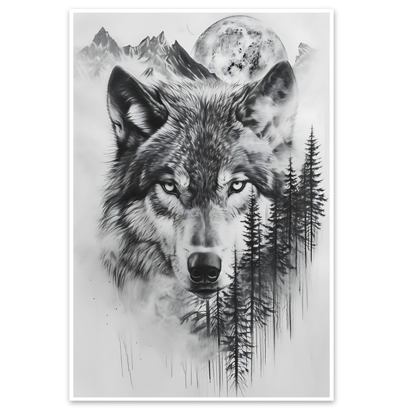 Bliss Monkey Co. Wolf Poster - Moon and Forest -
