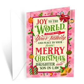 Prime Greetings Daughter and Son In Law Christmas Card, Made in America, Eco-Friendly, Thick Card Stock with Premium Envelope 5in x 7.75in, Packaged in Protective Mailer