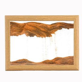 rysnwsu Moving Sand Art Liquid Motion, 3D Deep Sea Sandscape Color Quicksand Decor,Wooden Frames Moving Sand Art Picture Relaxing Desktop Home Office Work Decor (12'', Orange)