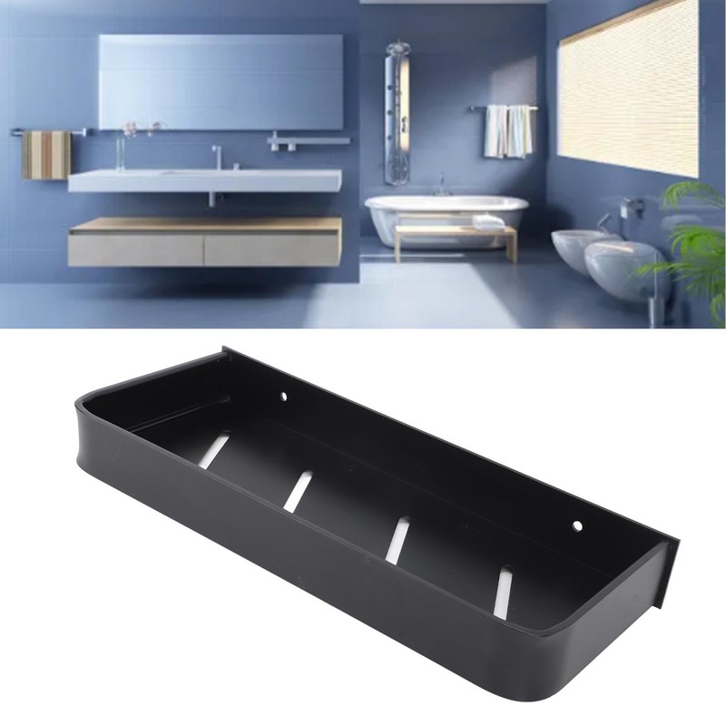 Shower Caddy Wall Mount Shelf with Hooks Space Aluminium Large