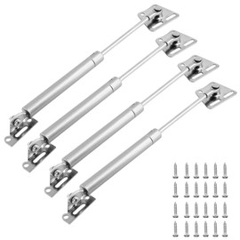 JinBoCheng 4PCS 200n/45lb Gas Struts, 10 Inch Gas Spring Hinge,Soft Close Lid Supports,Gas Strut Lift Support Safety Slow Down Drop Leaf of Cabinets Desks (Silver)