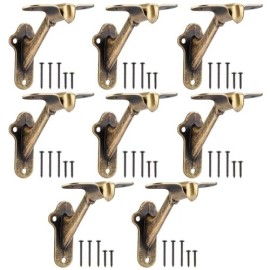 RealPlus 8 Handrail Bracket, 3" Staircase Hand Rail Brackets for Stair Railing - Antique Brass