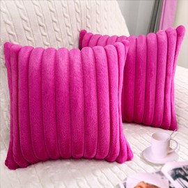 2 Pack 16x16 Pillow Cover Velvet Pillow Covers, Faux Fur Square Throw Pillow Covers for Living Room Decorations Throw Pillow Case, Throw Pillow Cover Cushion Cover for Sofa Bedroom Car, Hot Pink