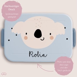 Children's Bento Box Midi Lunch Box for Mepal Bento Box - Boho Koala Koala Bear Bag Bear - 900 ml - Light Blue - Lunch Box Snack Box Customised Name Lunch Box Lunch Koalas Lunch Box Butterbread Box