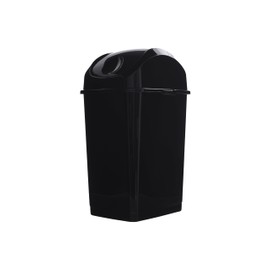 Superio Mini cubo de basura de plástico de 1.25 galones con tapa superior oscilante, pequeño cubo de basura para encimera, escritorio, tocador, baño, 5 cuartos (negro)