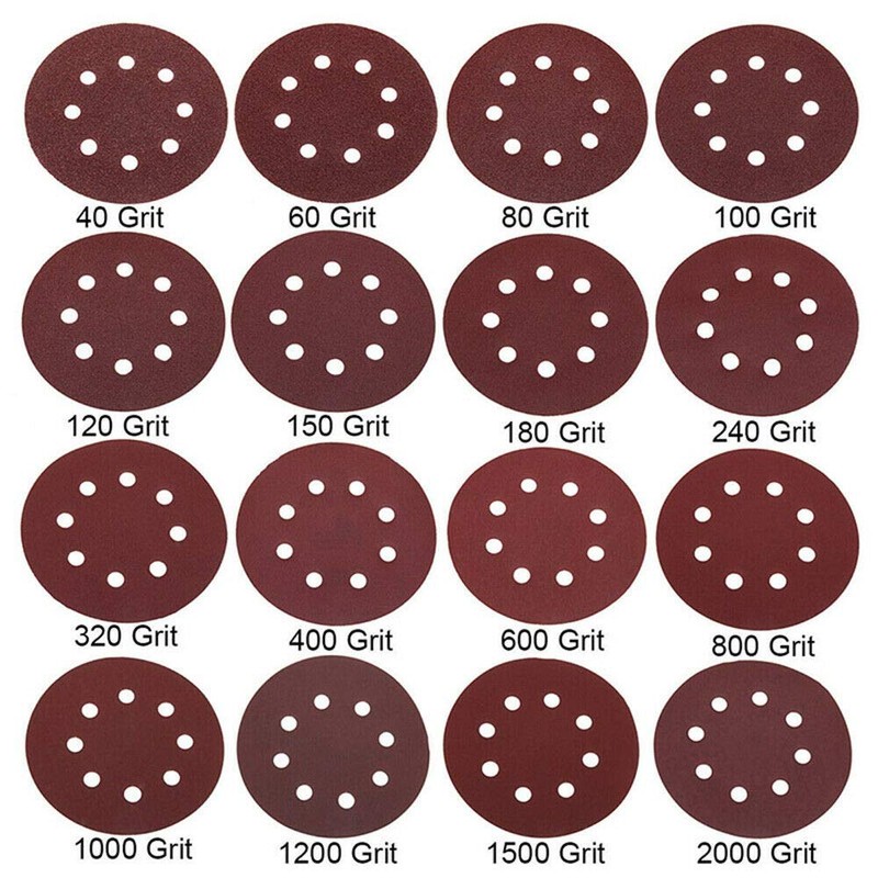 Sanding Discs, POWERTOOL 8-Holes Hook and Loop Sandpaper 125MM Sanding