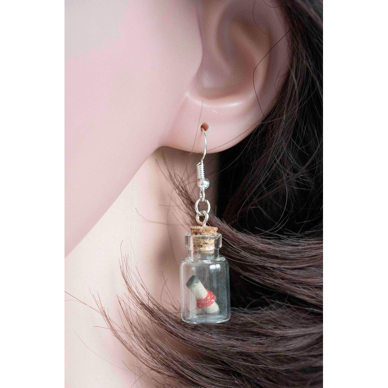 Miniblings Earrings Valentine Message Bottle Post Your Own Hangers Glas