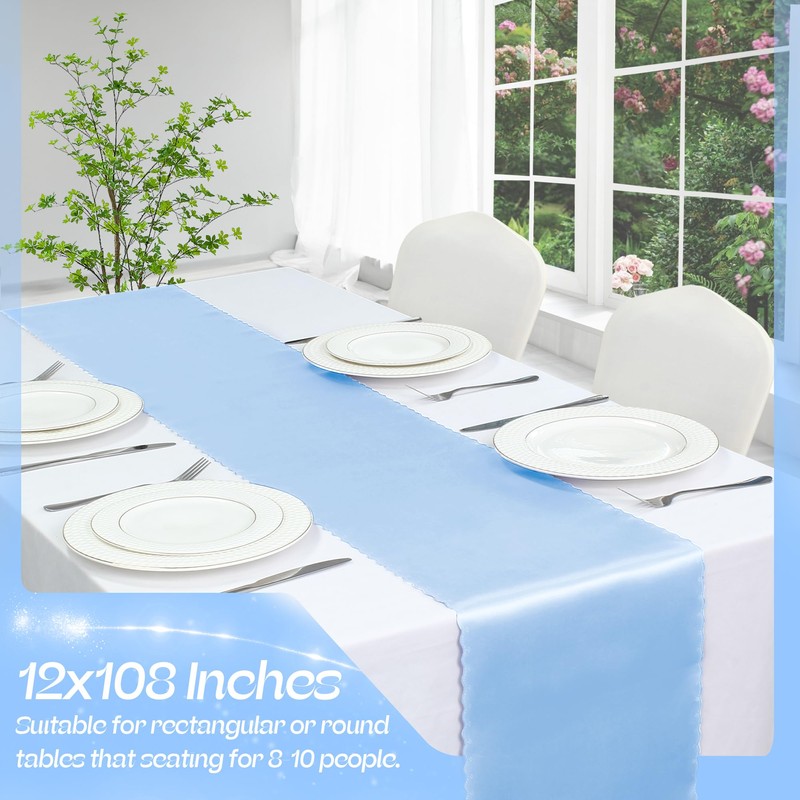 VACVELT 12 Pack Satin Table Runners 12 x 108 Inches