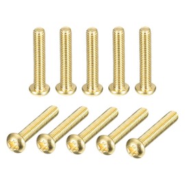 sourcing map Brass Machine Screws, M3x16mm Phillips Pan Head Fastener Bolts for Furniture, Office Equipment, Electronics 12Pcs