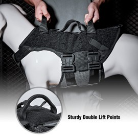 PETAC GEAR Tactical Dog Harness No Pull for Large Working Dogs Military Dogs Vest Police Service Training Dogs Molle Harnesses with Handle (MC, L)